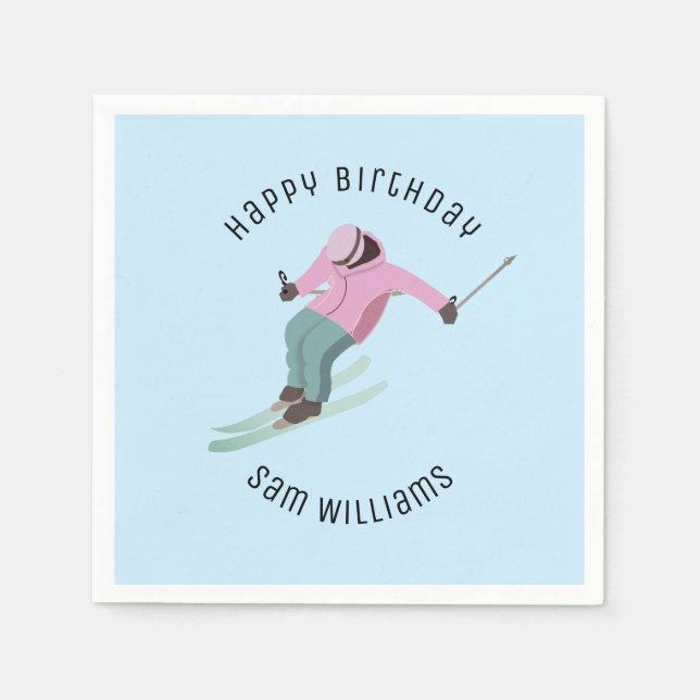 Skifahren Serviette (Vorderseite)