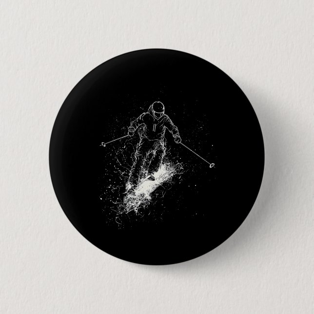 Skifahren Silhouette 2 Button (Vorderseite)