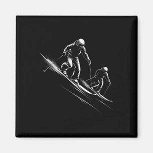 Skifahren Silhouette _2 Magnet