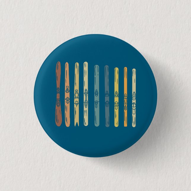 Skifahren Ski Boards Geschenk Button (Vorderseite)
