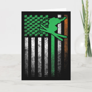Skifahren Ski Irisch Amerikanische Flagge St. Patr Karte