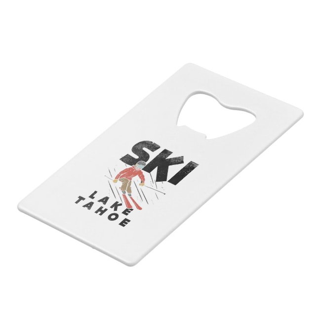 Skifahren - Ski Lake Tahoe Geldbeutel Flaschenöffner (Vorderseite Schrägansicht)