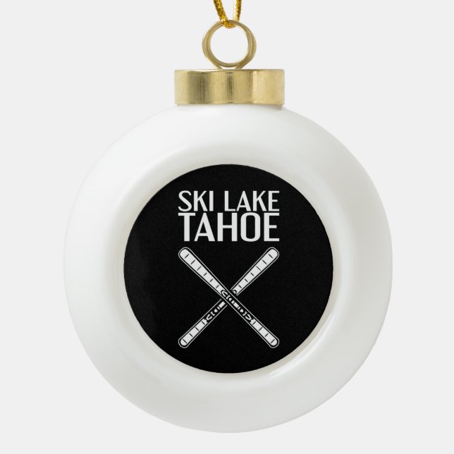 Skifahren - Ski Lake Tahoe Keramik Kugel-Ornament (Vorderseite)