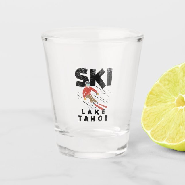 Skifahren - Ski Lake Tahoe Schnapsglas (Vorderseite)
