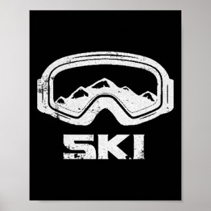 Skifahren Ski Schnee Berg Winter Skifahrer Tee Per Poster