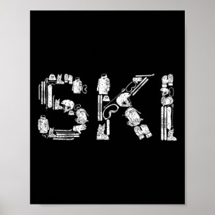 Skifahren Ski Skifahrer Ausrüstung Tolle Geschenke Poster