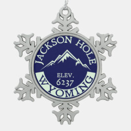 Skifahren-Ski-Wanderung Jackson Hole Wyoming Schneeflocken Zinn-Ornament