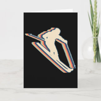 Skifahren Skier Retro Linie Art Karte