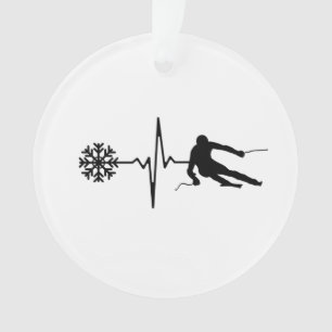 Skifahren - Skifahren Herzschlag Skifahrer Geschen Ornament
