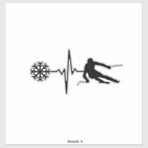 Skifahren - Skifahren Herzschlag Skiverleih Aufkleber