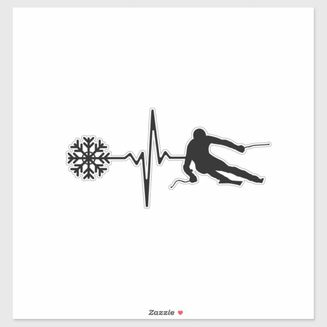 Skifahren - Skifahren Herzschlag Skiverleih Aufkleber (Blatt)