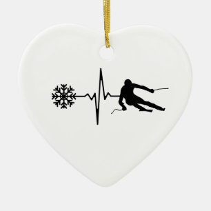 Skifahren - Skifahren Herzschlag Skiverleih Keramik Ornament