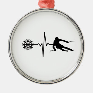 Skifahren - Skifahren Herzschlag Skiverleih Ornament Aus Metall