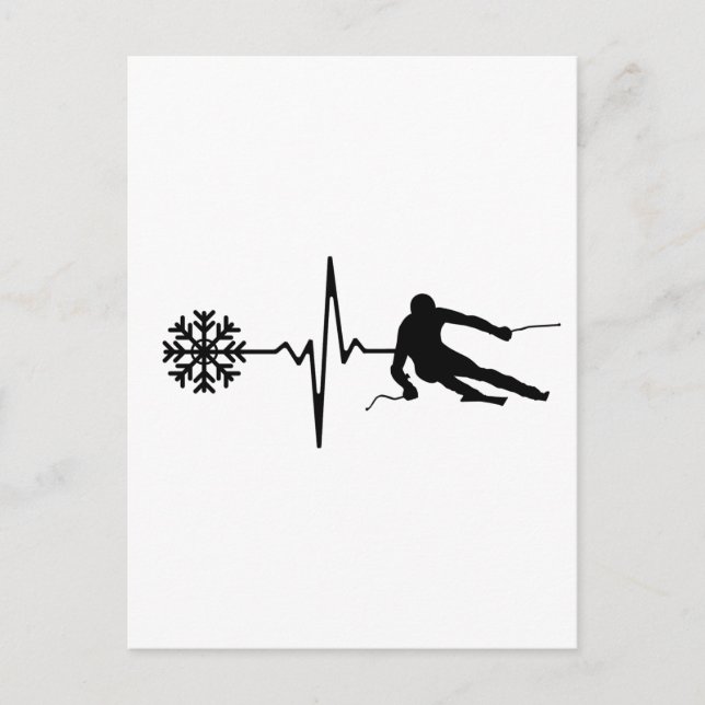 Skifahren - Skifahren Herzschlag Skiverleih Postkarte (Vorderseite)