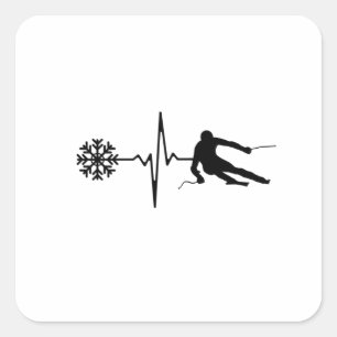 Skifahren - Skifahren Herzschlag Skiverleih Quadratischer Aufkleber