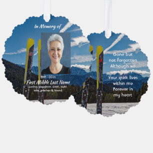 Skifahren Skifahrer Andenken Ornament Karte