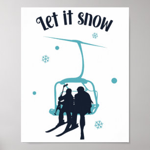 Skifahren Skifahrer Ski Retro Winter Lass es schne Poster