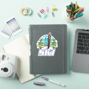 Skifahren, Skiposter-Logo. Aufkleber
