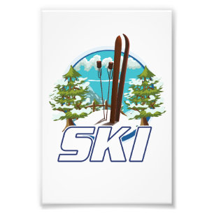 Skifahren, Skiposter-Logo. Fotodruck