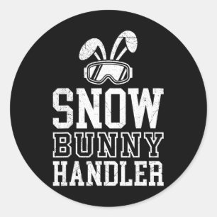 Skifahren Snow Bunny Handler Lustiger Skifahrer Lu Runder Aufkleber