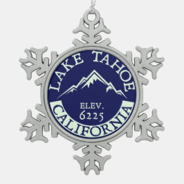 Skifahren-Snowboarding-Ski Lake Tahoe Kalifornien Schneeflocken Zinn-Ornament