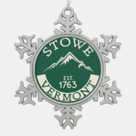 Skifahren Stowe Vermont Ski-Snowboarding Schneeflocken Zinn-Ornament