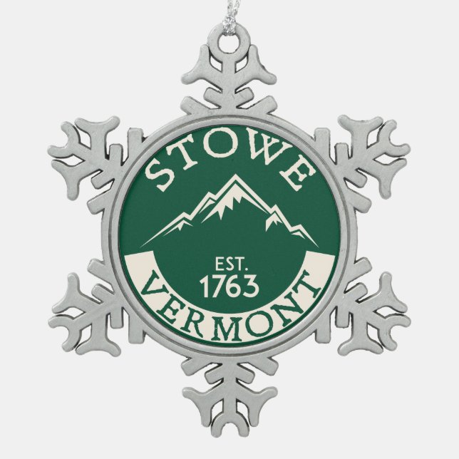 Skifahren Stowe Vermont Ski-Snowboarding Schneeflocken Zinn-Ornament (Vorderseite)