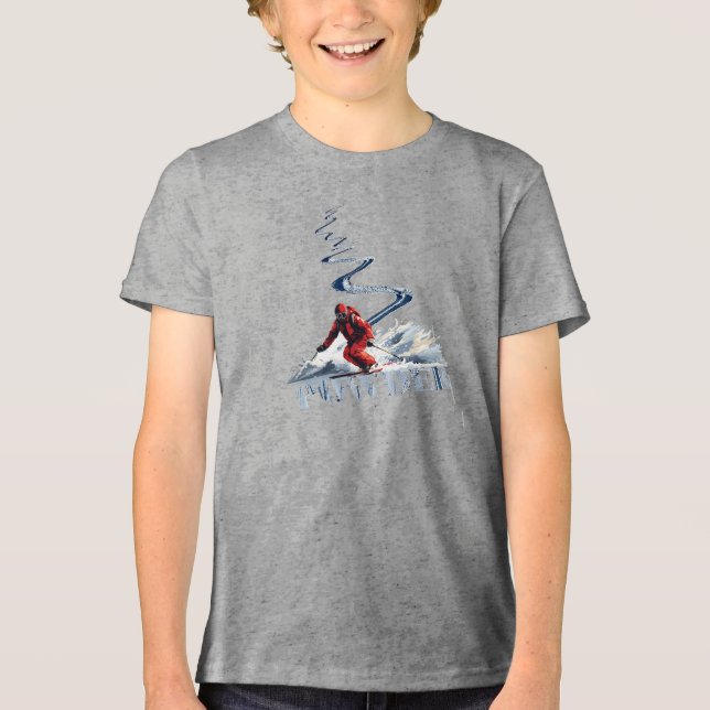 Skifahren Tri-Blend Shirt (Vorderseite)