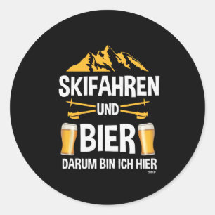 Skifahren und Bier Apres Ski Party Kostüm Wintersp Runder Aufkleber