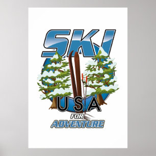 Skifahren USA Für Abenteuer-Logo. Poster