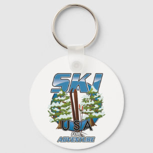 Skifahren USA Für Abenteuer-Logo. Schlüsselanhänger