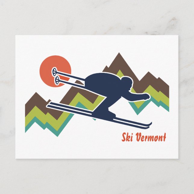 Skifahren Vermont Postkarte (Vorderseite)