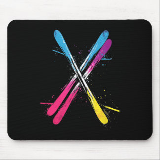 Skifahren, Vibrantes Design, Gekreuzte Skier Mousepad