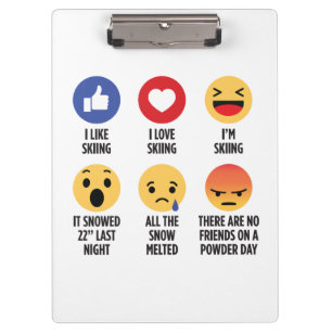 Skifahren von Emoticons Klemmbrett