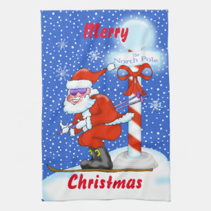 Skifahren Weihnachts Küchentuch