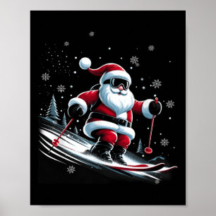 Skifahren Weihnachtsmann Weihnachten Ski Winterspo Poster