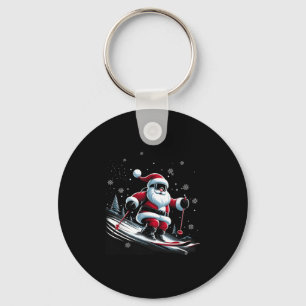 Skifahren Weihnachtsmann Weihnachten Ski Winterspo Schlüsselanhänger