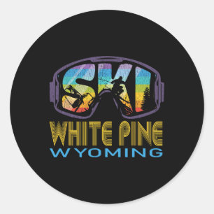 Skifahren White Pine Wyoming Skiurlaub Runder Aufkleber