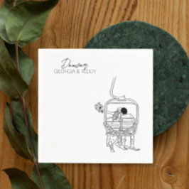 Skifahren Winter Hochzeit Cocktail Serviette