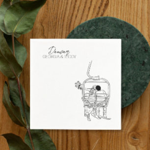 Skifahren Winter Hochzeit Cocktail Serviette