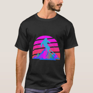 Skifahren Winterskier 80er 90er Retro Rosa Piste T-Shirt