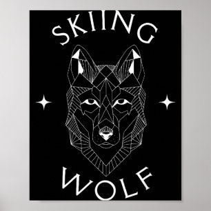Skifahren Wolf Berg Schnee Abenteuer Wintersport Poster