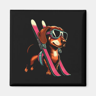 Skifahren Wurst Hund Berg Winter Skibrille Stil Magnet