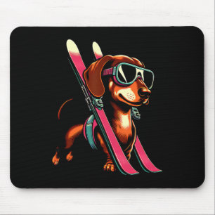 Skifahren Wurst Hund Berg Winter Skibrille Stil  Mousepad