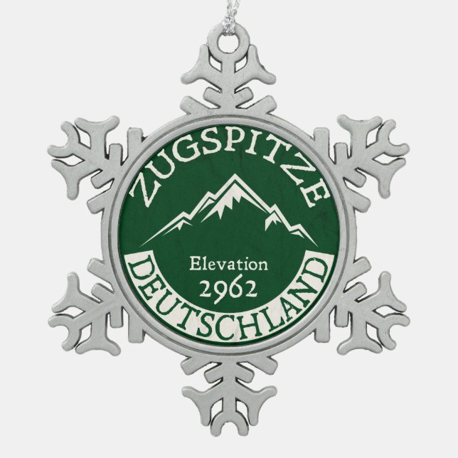 Skifahren Zugspitze Deutschland Ski Deutschland Schneeflocken Zinn-Ornament (Vorderseite)