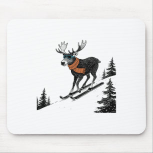 Skifahrender Elch – Lustiger Winterberg, Skigebiet Mousepad