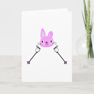 Skifahrender Hase mit Skistöcken Karte