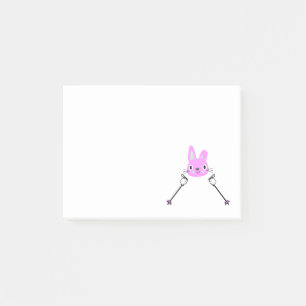 Skifahrender Hase mit Skistöcken Post-it Klebezettel