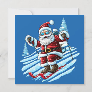 Skifahrender Weihnachtsmann-Grußkarte Feiertagskarte