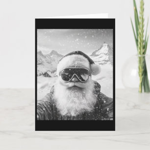 Skifahrender Weihnachtsmann Selfie Weihnachten Karte